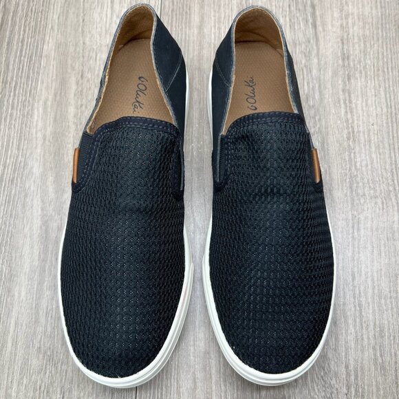 OluKai Pehuea Slip-on Sneaker Womens 9 Breathable Mesh Comfort Black 20271-4040 - Picture 3 of 13